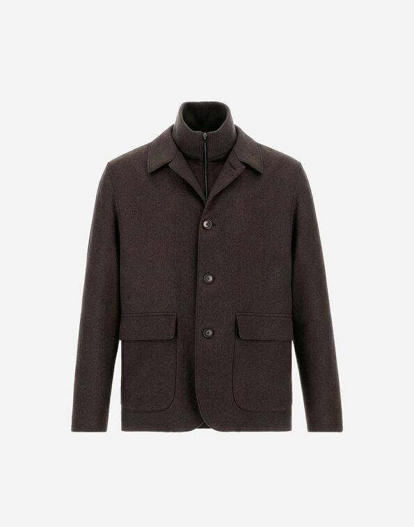 Herno RESORT BLAZER IN CASHMERE AND SILK Dark Brown GA00023UR380878800