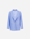 Herno RESORT BLAZER IN CHECK LINEN Light Blue GA00010DR171419088