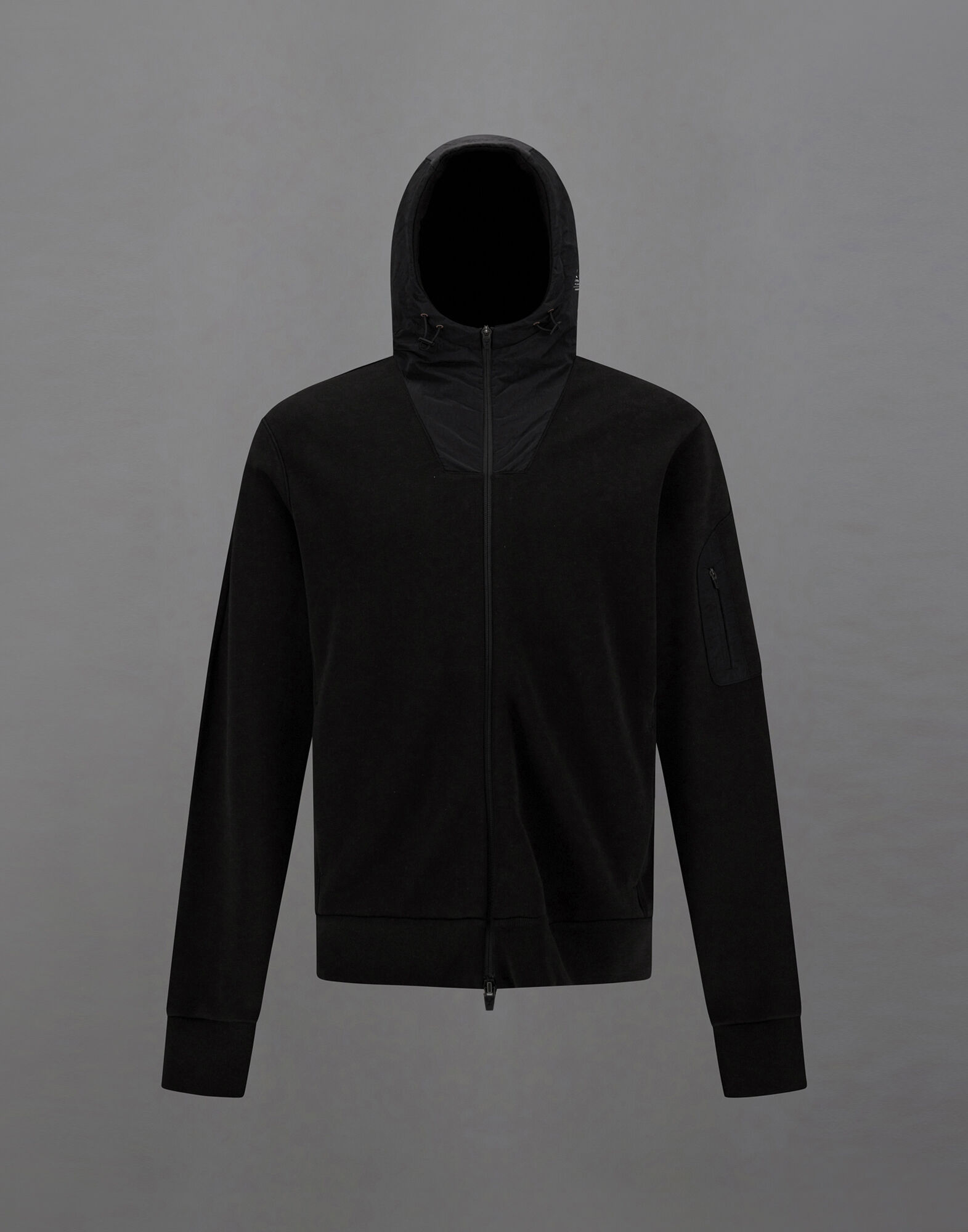 パーカー・フーディ HERNO black sweatshirt Herno ウール混ツイード&シェルパーカー 暖か 大人気 ブラック