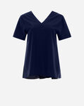 Herno V-NECK T-SHIRT IN CHIC COTTON JERSEY & NEW TECHNO TAFFETA Navy Blue JV000008D520069200