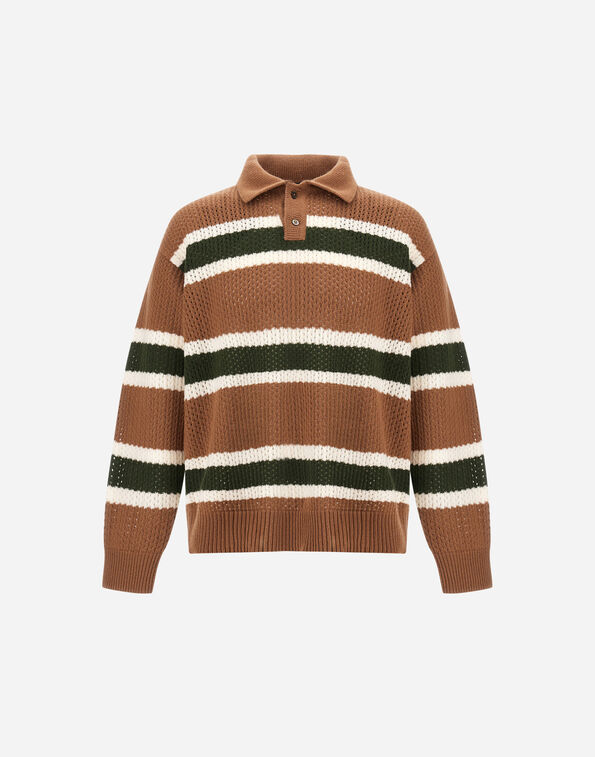 Herno WOOL POLO SHIRT WITH OPENWORK KNIT Copper MPL00018U703638160
