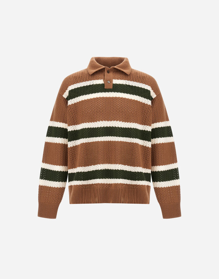 Herno WOOL POLO SHIRT WITH OPENWORK KNIT Copper MPL00018U703638160
