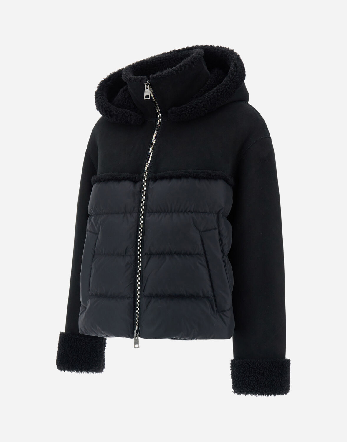 HERNO CAPE IN CURLY SUEDE AND NYLON CHAMONIX 