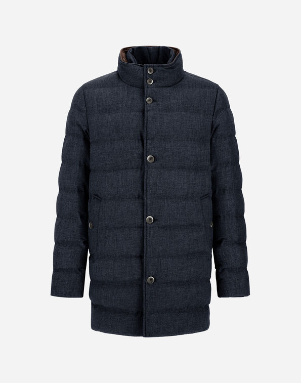 Herno WOOL-BLEND, VISCOSE AND SUEDE-EFFECT CARCOAT Navy Blue PI001404U332789200