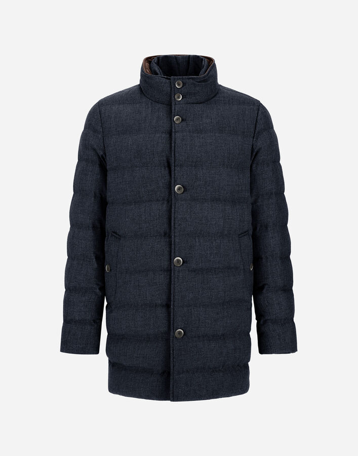 Herno WOOL-BLEND, VISCOSE AND SUEDE-EFFECT CARCOAT Navy Blue PI001404U332789200