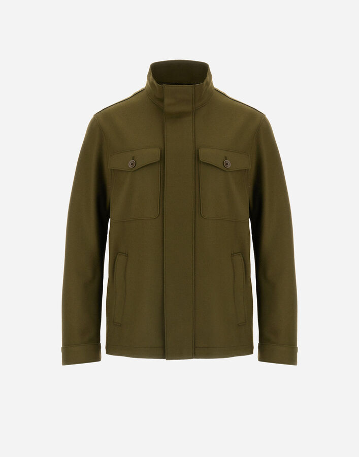 Herno FIELD JACKET IN PURE WOOL CLOTH Military GI000531U334557740
