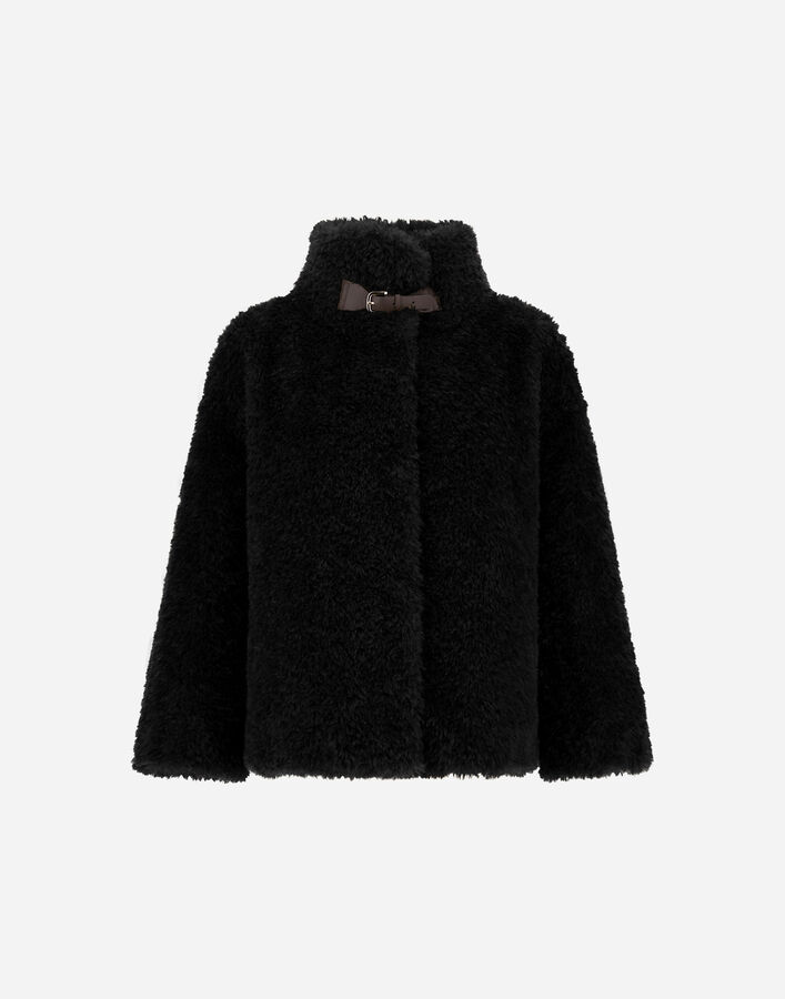 Herno CAPE IN CURLY ALTERNATIVE FUR Black GI000331D124219300