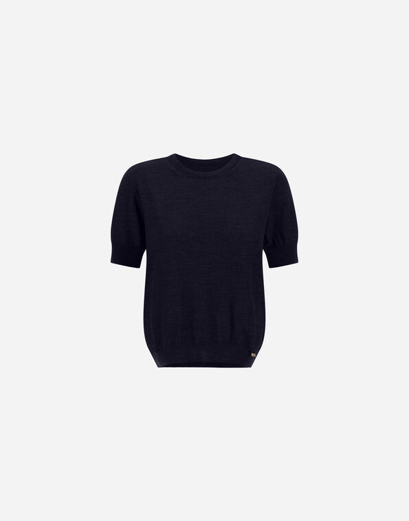 Herno STOCKING-STITCH EXTRAFINE WOOL T-SHIRT Navy Blue MG000255D703739200