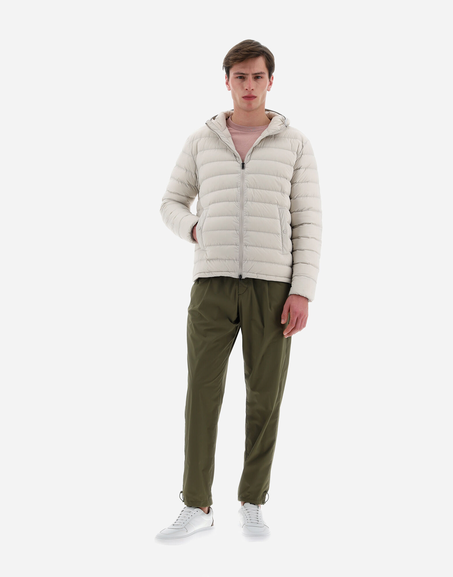 Men's stretch nylon hooded bomber sale jacket