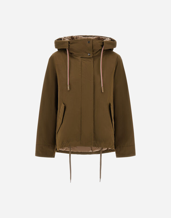 Herno SHORT PARKA IN WAXED COTTON BLEND Military PI002321D133147740
