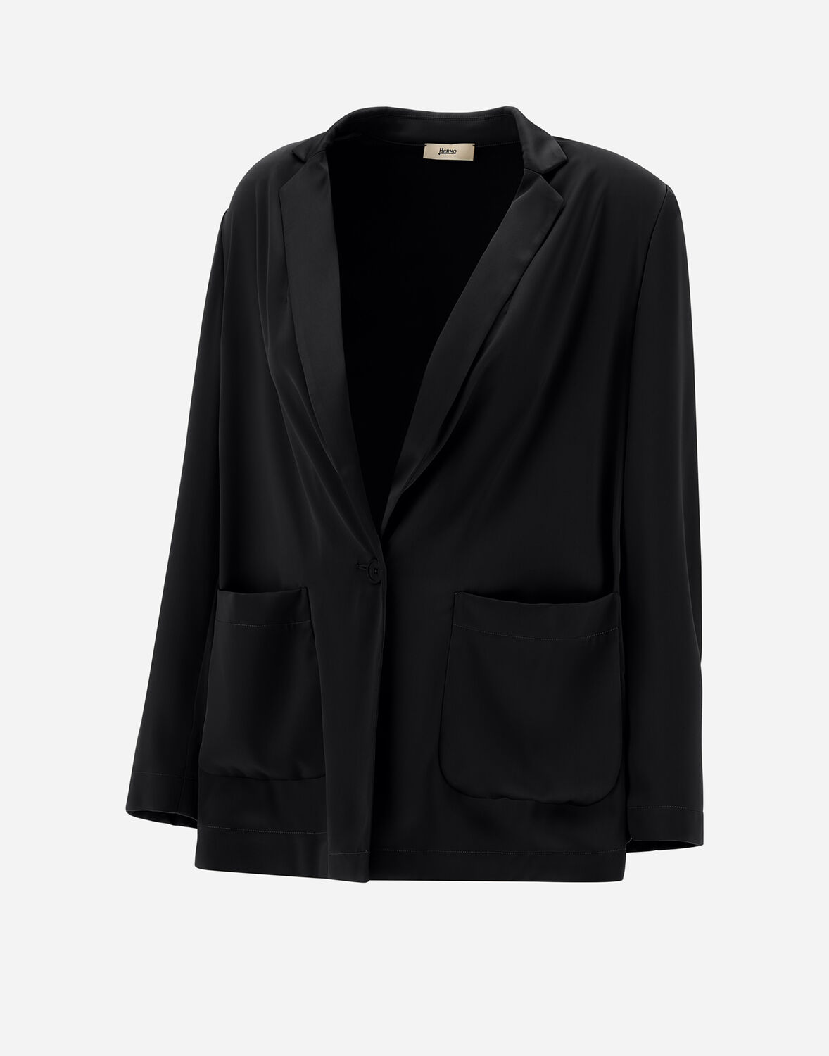 Herno Casual Satin Blazer In Black