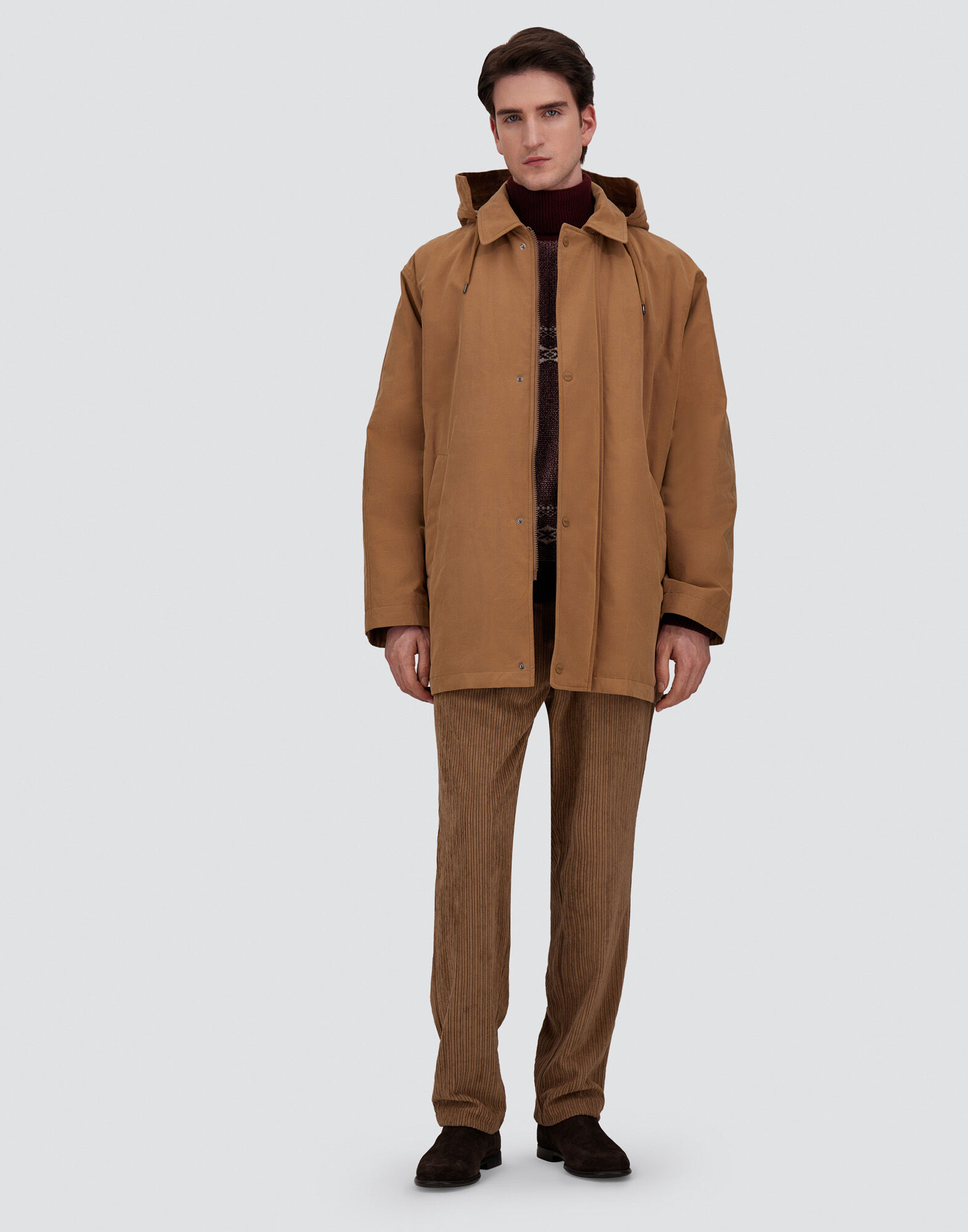 メンズ SHORT PARKA IN WAXED COTTON BLEND キャメル | Herno® (ヘルノ)