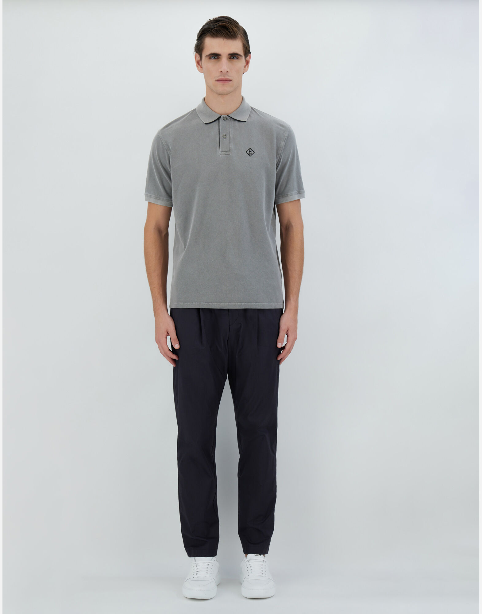 PIGMENT DYE PIQUE POLO SHIRT in Grey for Men Herno