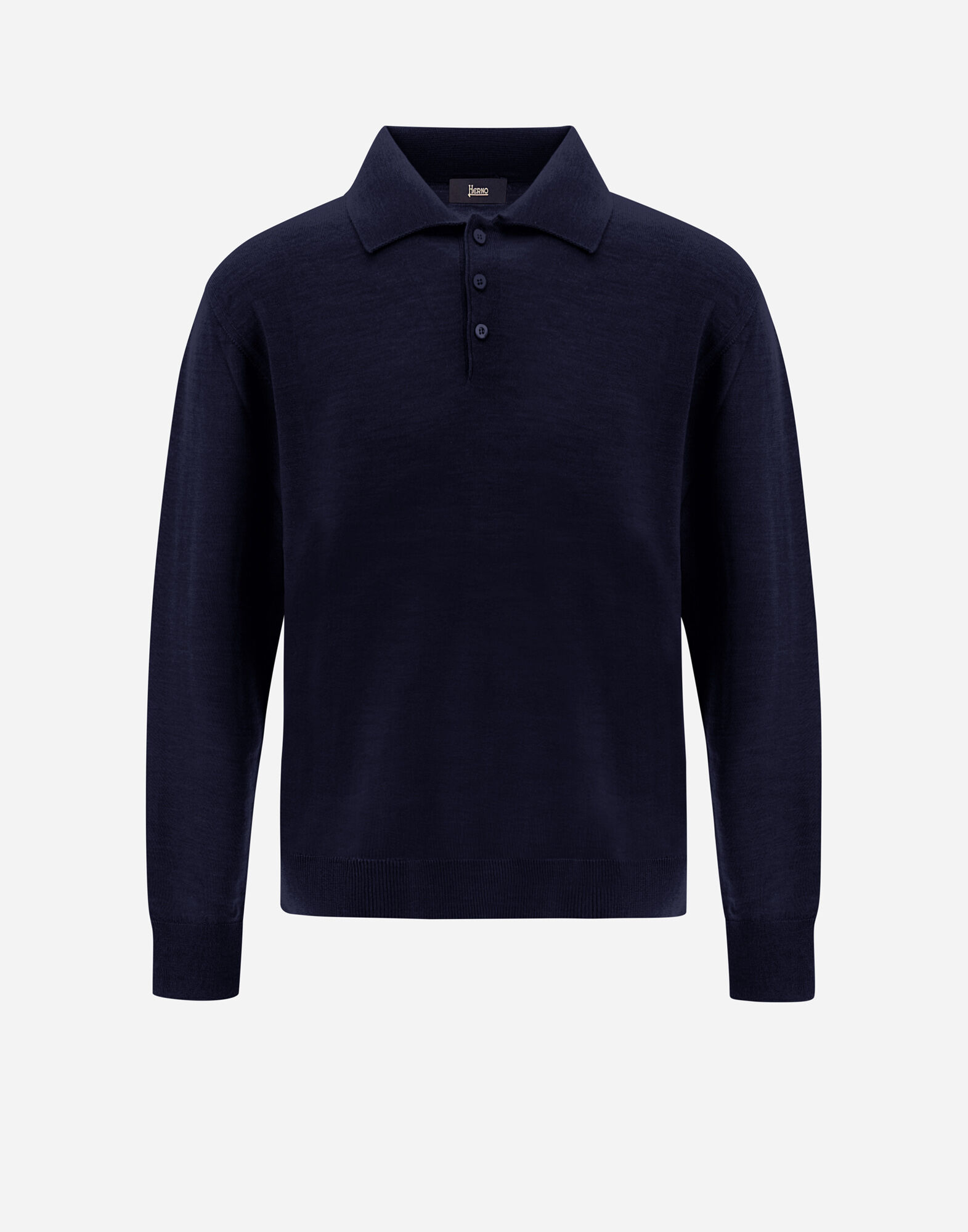 最安 メンズ (ヘルノ) Herno® | ダークブルー ポロシャツ ニット シルク ウール トップス