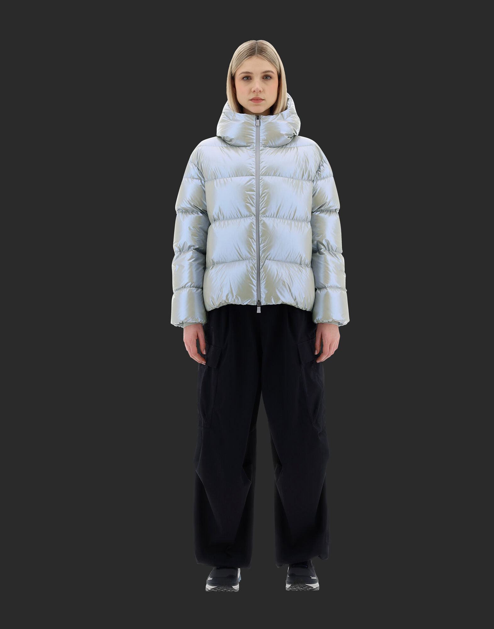 LAMINAR HOODED BOMBER JACKET IN ICE CUBE in Ice for Women Herno