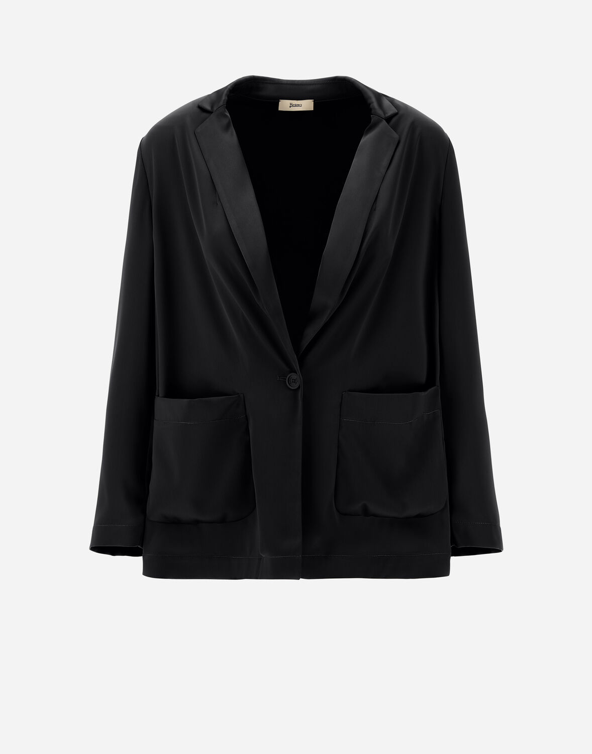 Herno Casual Satin Blazer In Black