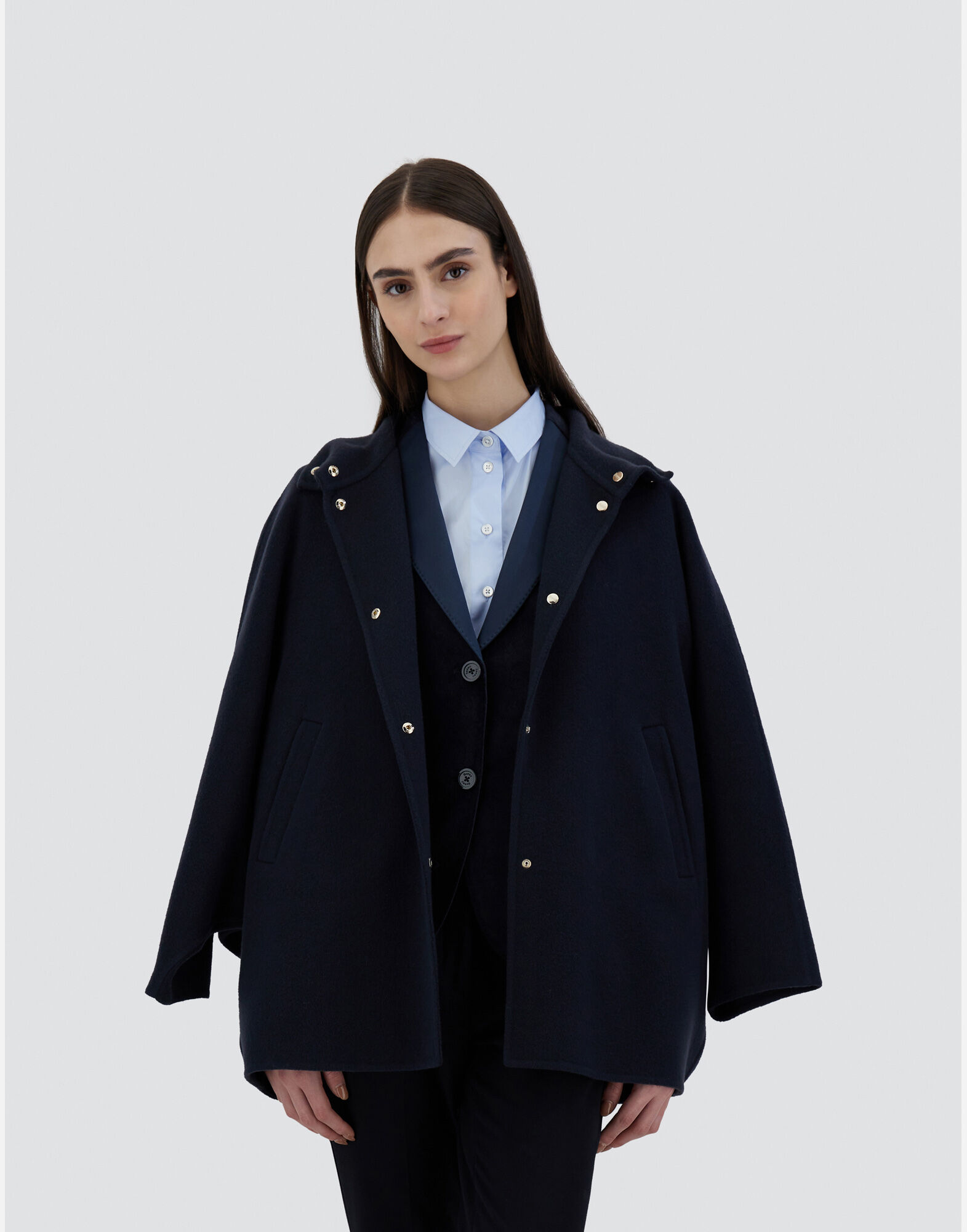 COAT IN NEW MODERN WOOL in Navy Blue for Women | Herno®