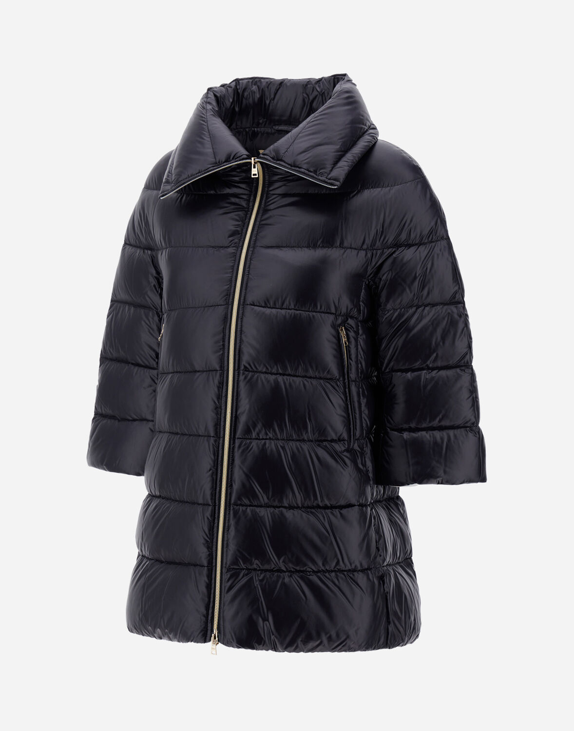 Herno A-shape Jacket In Nylon Ultralight And Lady Alternative Fur In Black