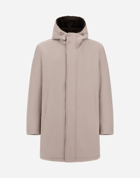 Herno PARKA IN MATTE TWILL AND LIGHT FAUX FUR Pearl Grey PA000190U129239403