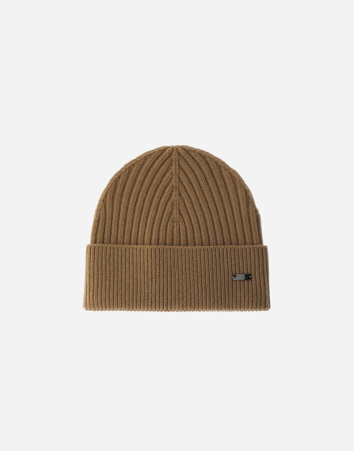Herno BEANIE IN DOUBLE RIB WOOL Camel BER00042U702922157