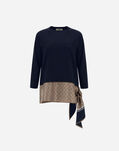 Herno SUPERFINE COTTON STRETCH T-SHIRT WITH ¾-LENGTH SLEEVES AND FOULARD Blue Navy JG0016D520039200