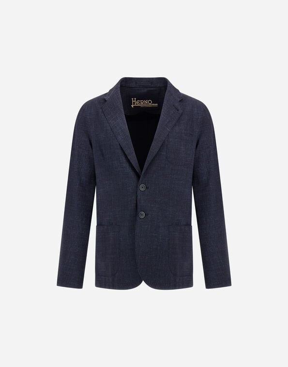 Herno BLAZER IN PRINTED LIGHT SCUBA Navy Blue GA000157U12880S9200