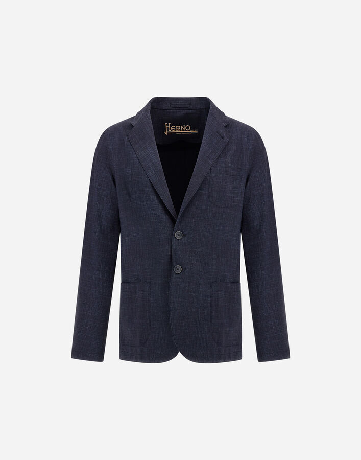 Herno BLAZER IN PRINTED LIGHT SCUBA Navy Blue GA000157U12880S9200