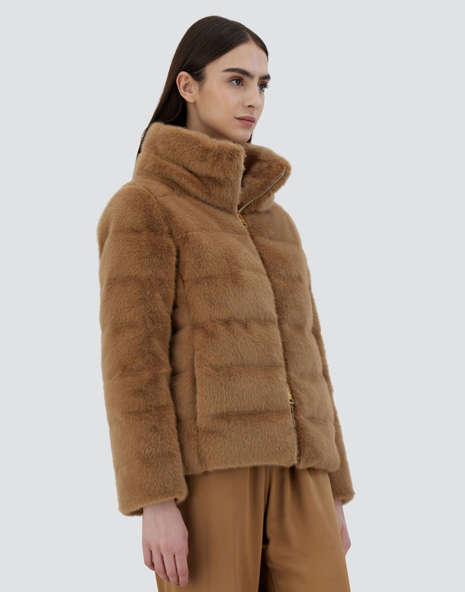 Faux fur camel jacket sale