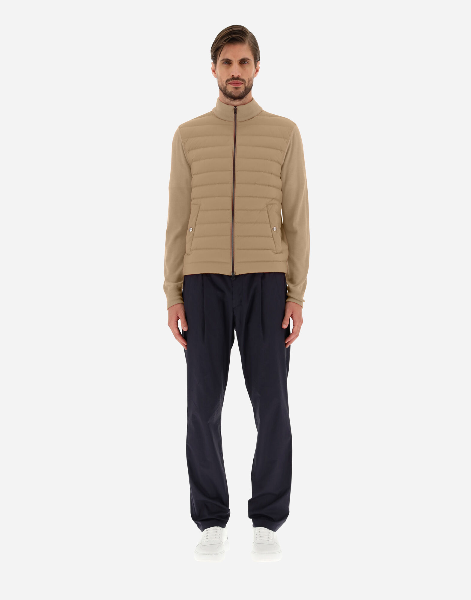 GIUBBOTTO DAVANTI IN PIUMA LANA SETA en Light Camel pour homme