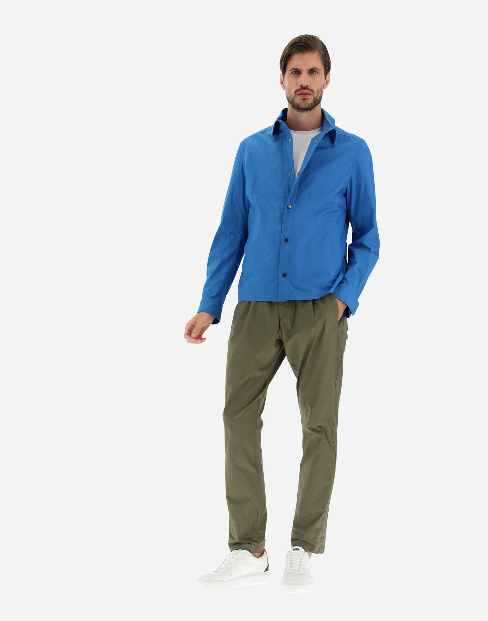 FIELD JACKET IN LIGHT COTTON STRETCH in Turquoise for Men | Herno®