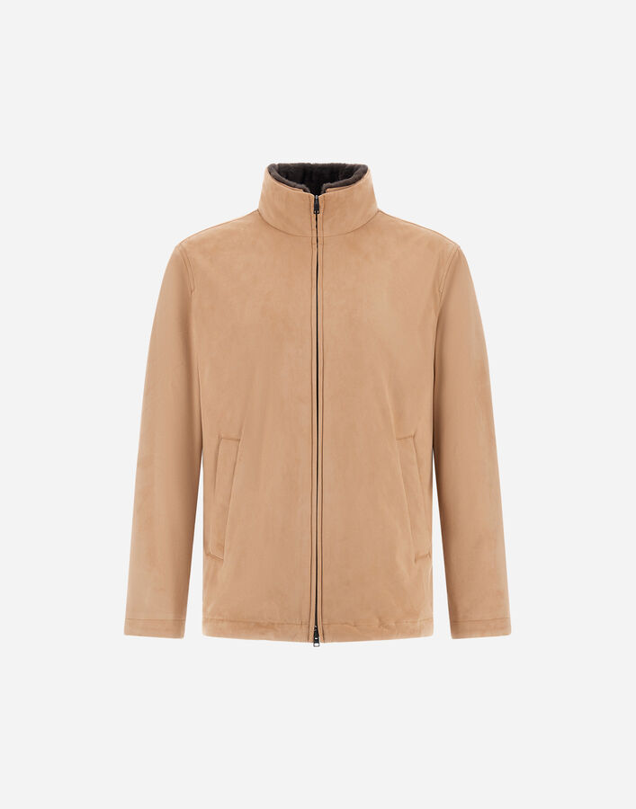 Herno RESORT BOMBER JACKET IN SUEDE-EFFECT MICROFIBRE AND LIGHT FAUX FUR Camel GI00099UR124542159