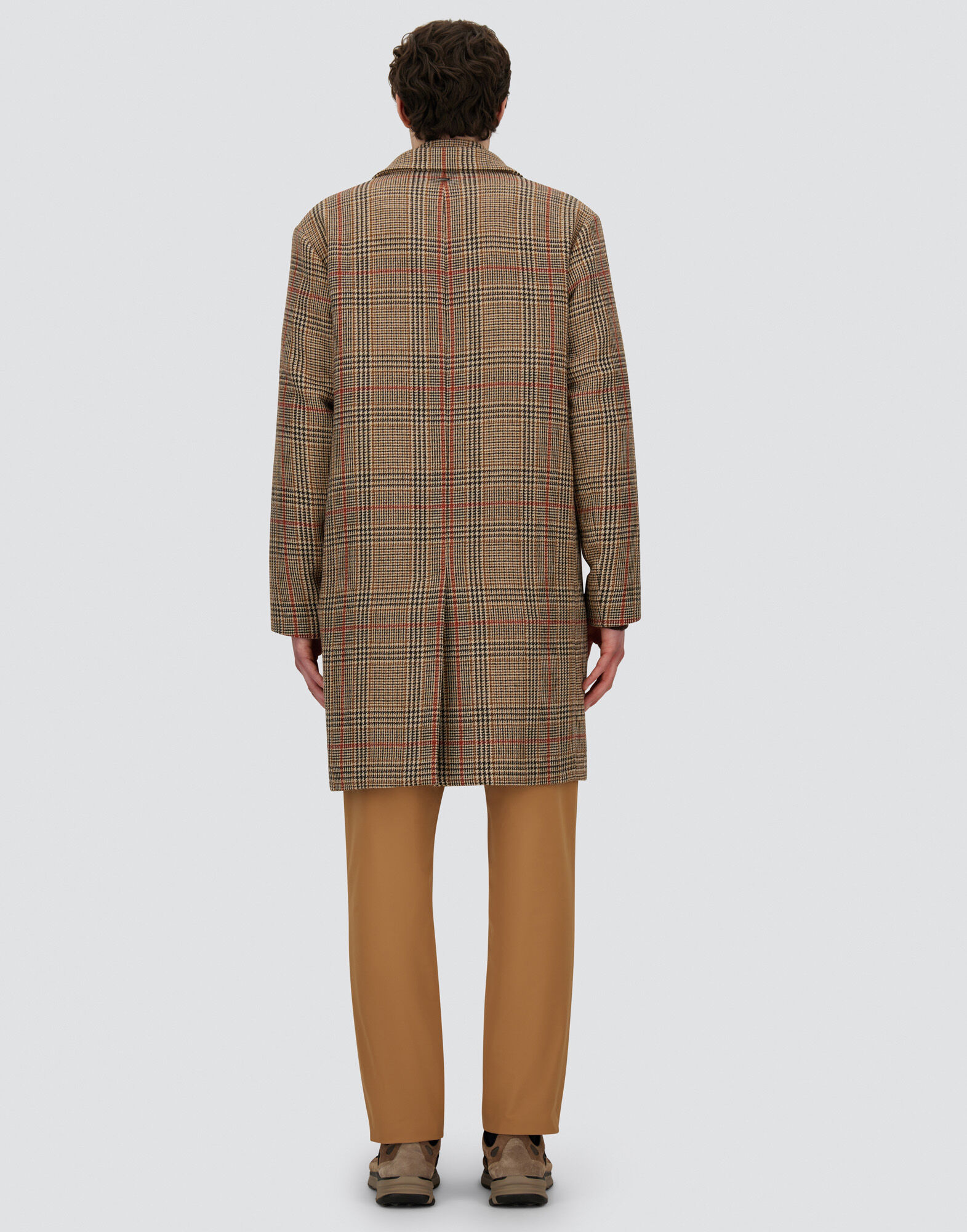 メンズ グレンチェック リサイクルウール コート キャメル | Herno