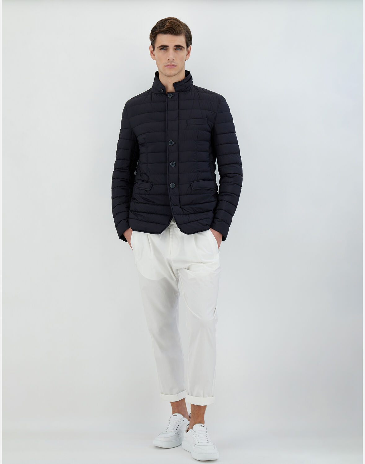 Herno Quilted Down Jacket Casual Jackets And Parka Blue In Black