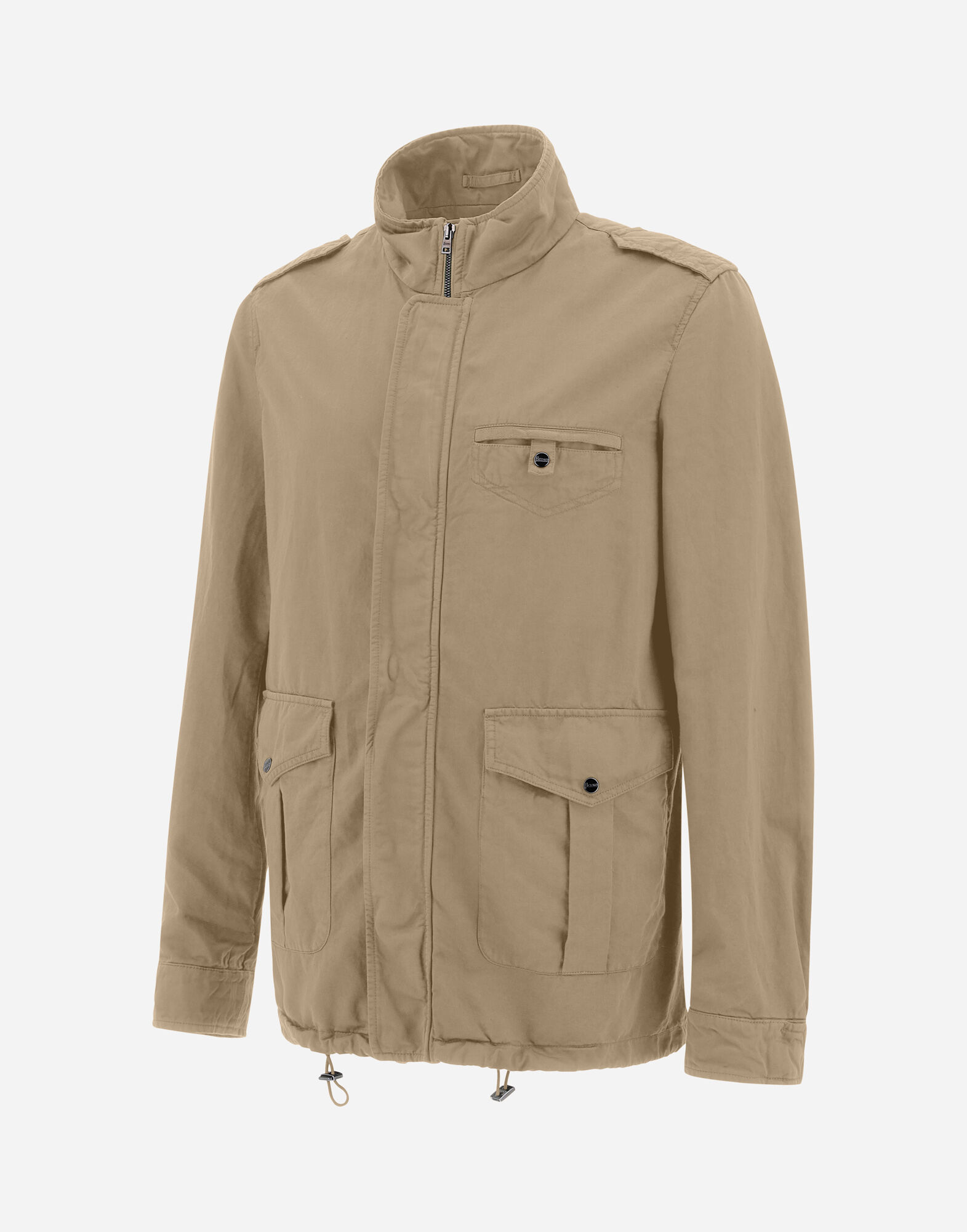 GARMENT DYED LINEN AND COTTON FIELD JACKET in Camel for Men Herno