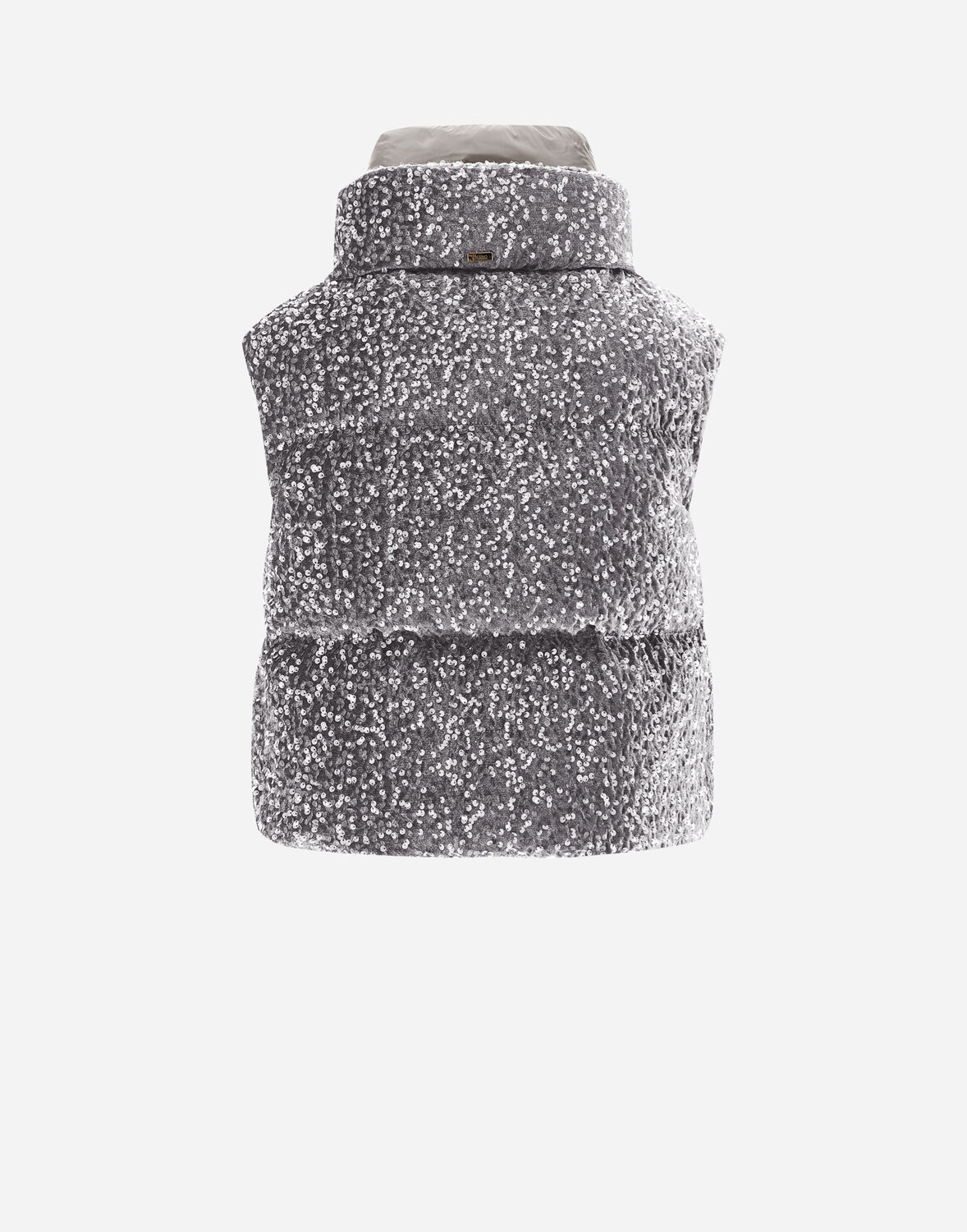Herno Vest In Velvet Paillettes In Light Grey