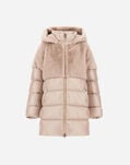 Herno A-SHAPE JACKET IN NYLON ULTRALIGHT AND LADY ALTERNATIVE FUR Chantilly PI000185G12017Z1985