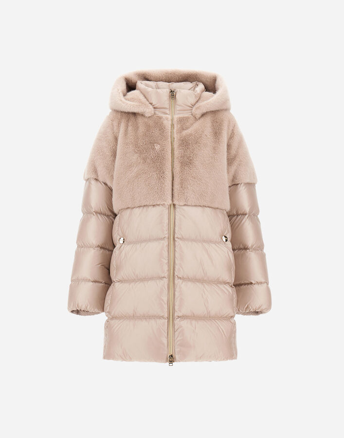 A-SHAPE JACKET IN NYLON ULTRALIGHT AND LADY ALTERNATIVE FUR Herno Herno A-SHAPE JACKET IN NYLON ULTRALIGHT AND LADY ALTERNATIVE FUR Chantilly PI000185G12017Z1985