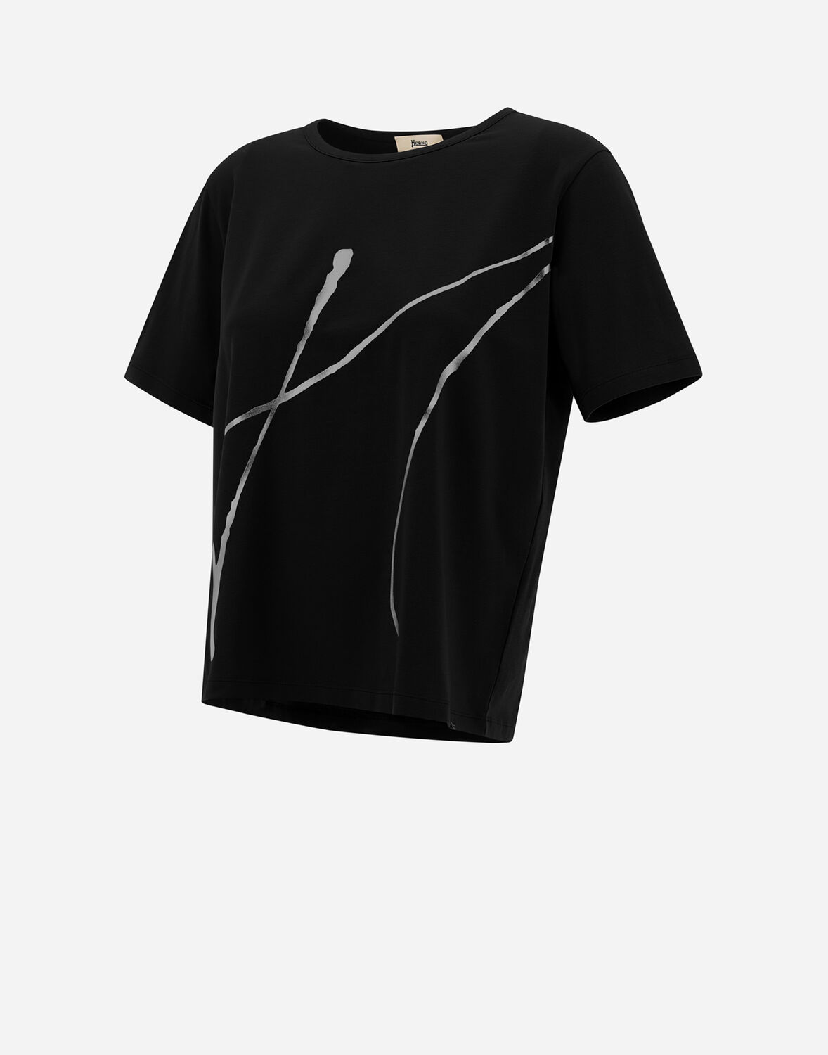 Herno Woman T-shirt Black Size 2 Cotton, Elastane, Polyester In Black