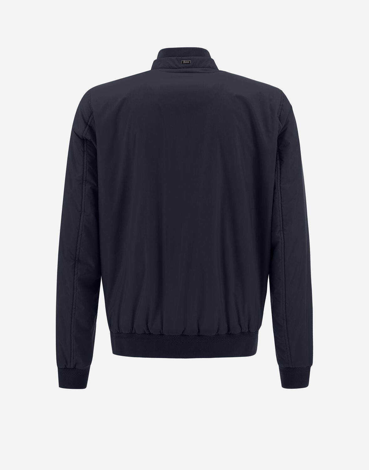 Shop Herno Ecoage Bomber Jacket With Band Collar In New Blue