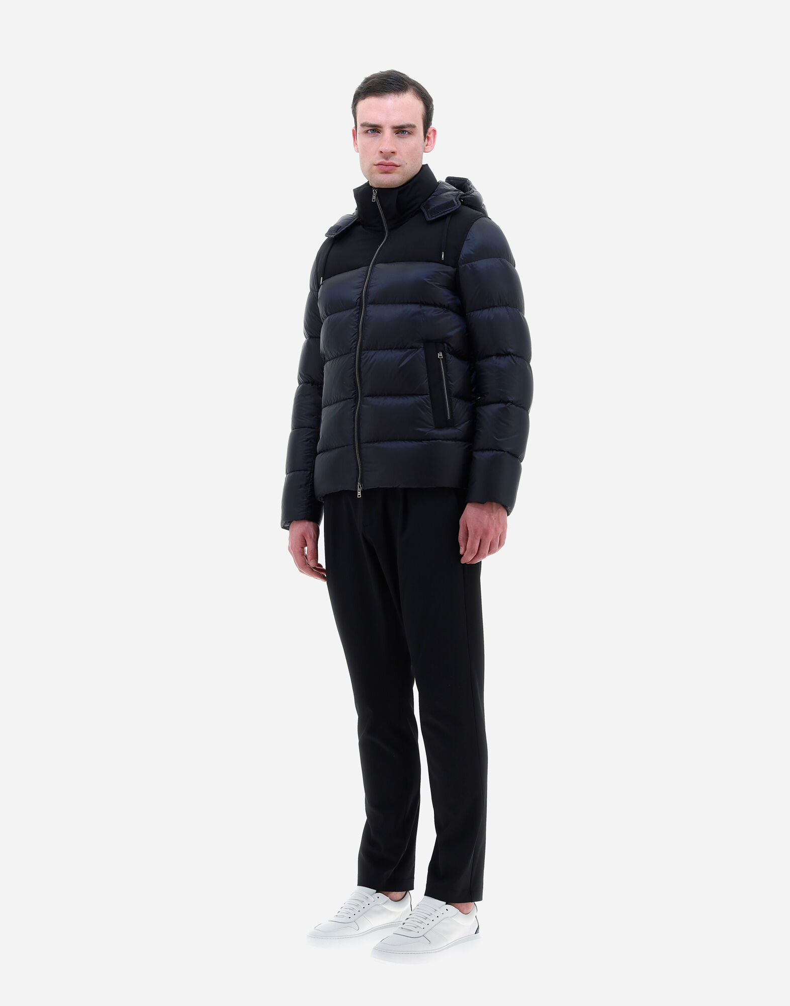 NYLON ULTRALIGHT AND EASY WOOL BOMBER JACKET en Black pour homme