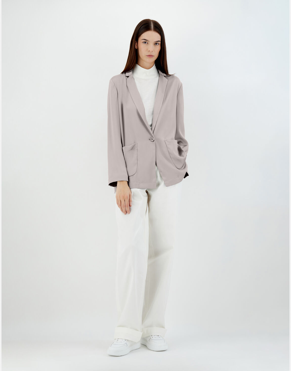 Herno Casual Satin Blazer In Chantilly