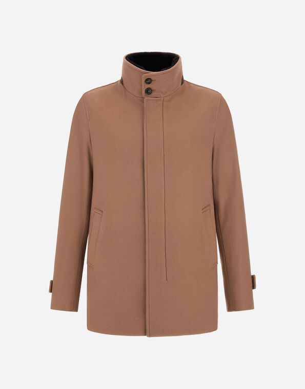 Herno SHORT COAT IN PURE CASHMERE AND SUEDE EFFECT Camel GC000124U381262159