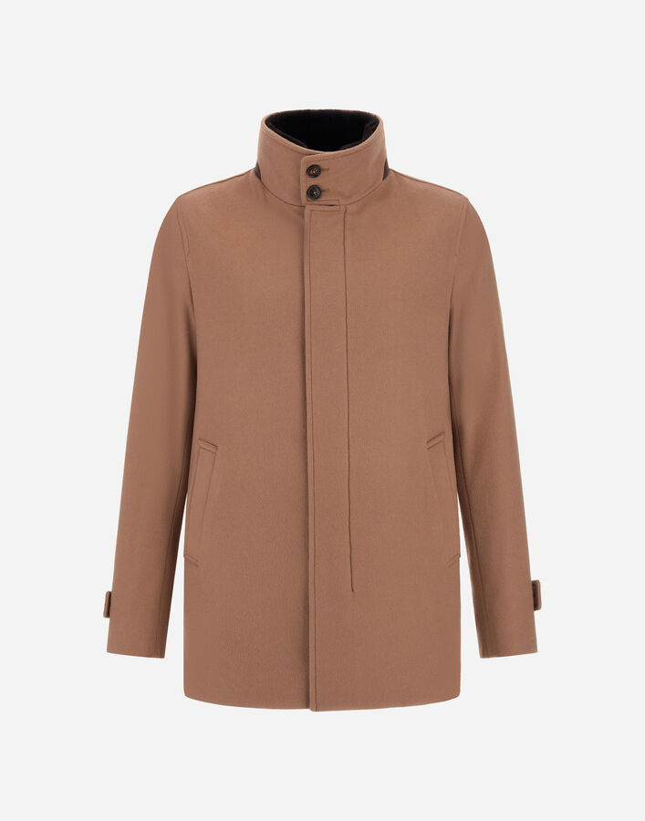 Herno SHORT COAT IN PURE CASHMERE AND SUEDE EFFECT Camel GC000124U381262159