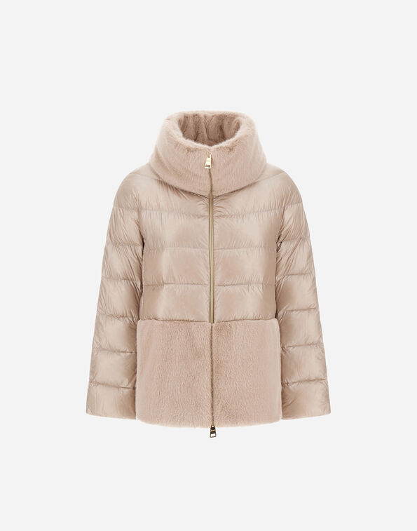 Herno CAPE IN NYLON ULTRALIGHT AND LADY ALTERNATIVE FUR Chantilly PI001933D12017Z1985