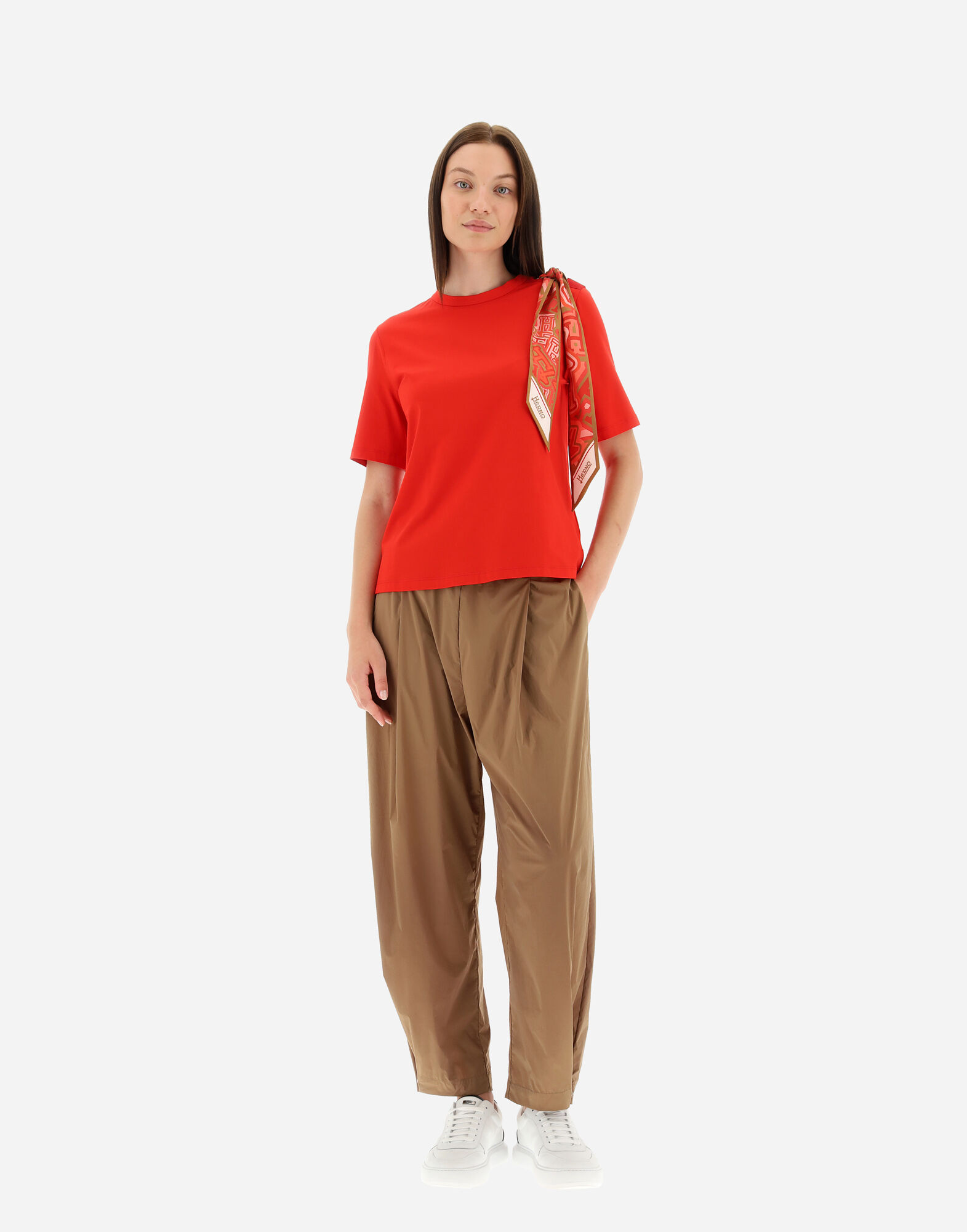 BUBBLE スカーフ SUPERFINE COTTON STRETCH Tシャツ レッド | Herno 