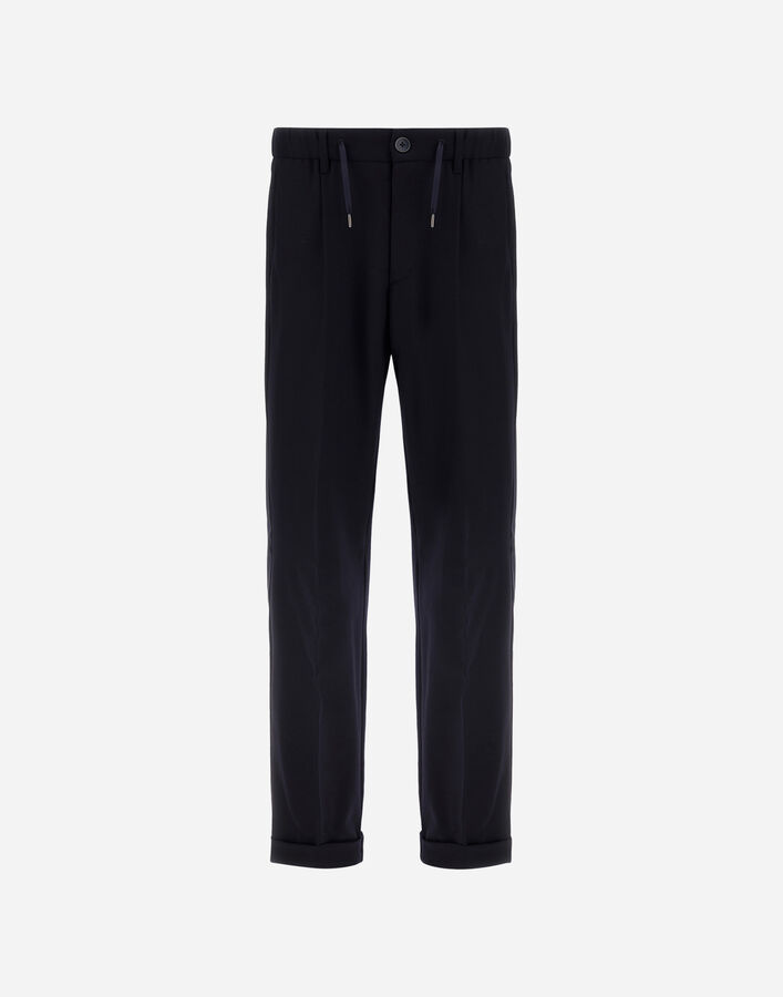 Herno TROUSERS IN FLUID WOOL Navy Blue PT000137U334539200