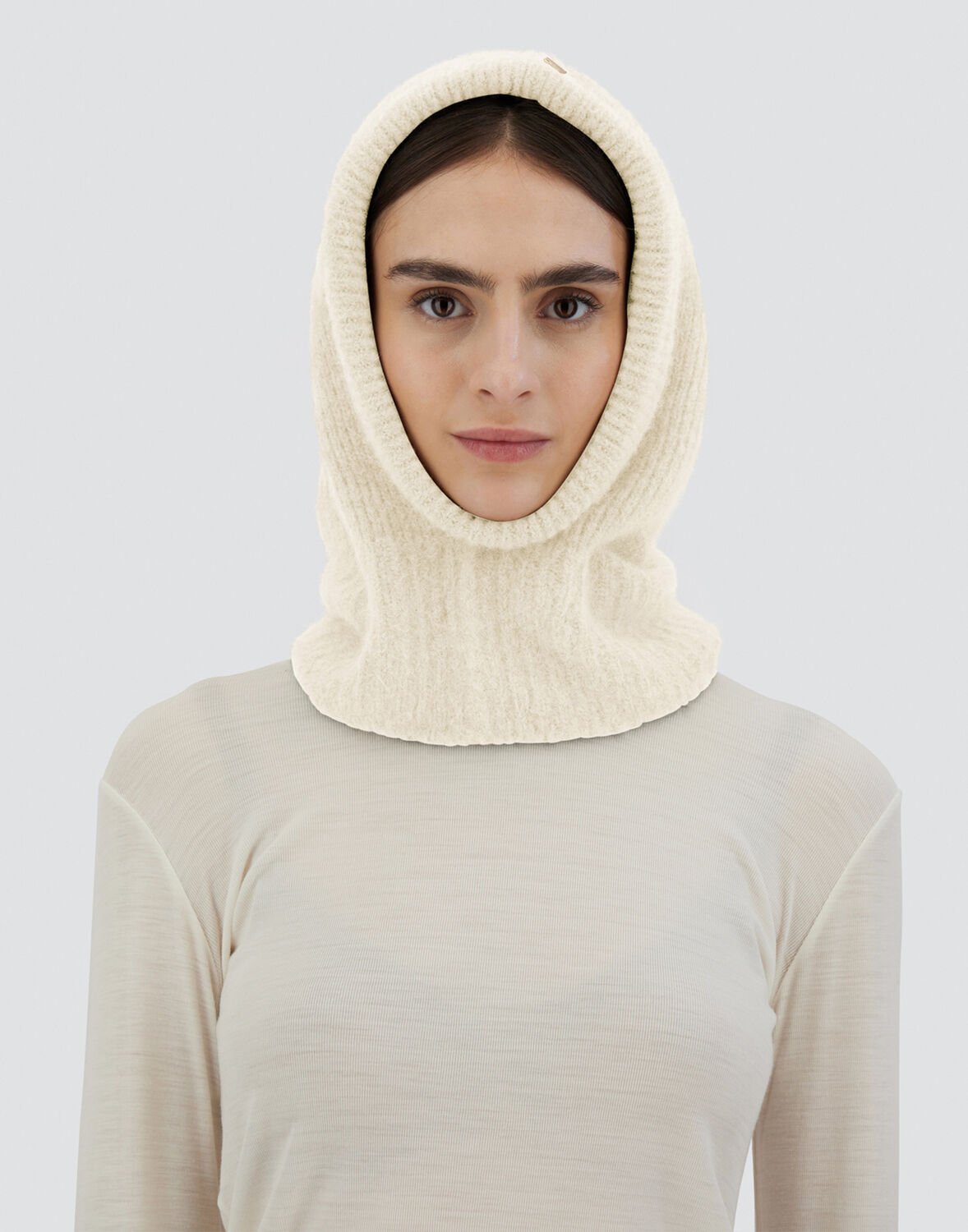 Herno Balaclava In Plain Alpaca Wool In Cream