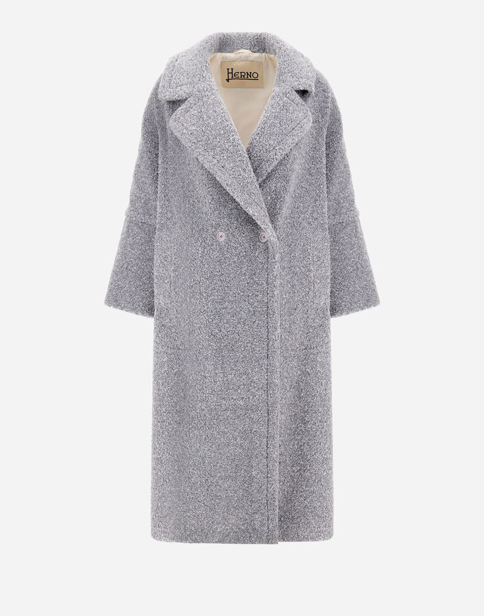 Herno COAT IN MELANGE TEDDY Grey CA000583D127359420