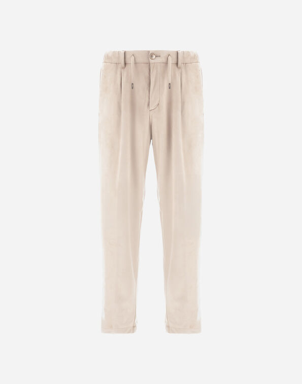 Herno RESORT TROUSERS IN SUEDE-EFFECT MICROFIBRE Ice PT00045UR124541310