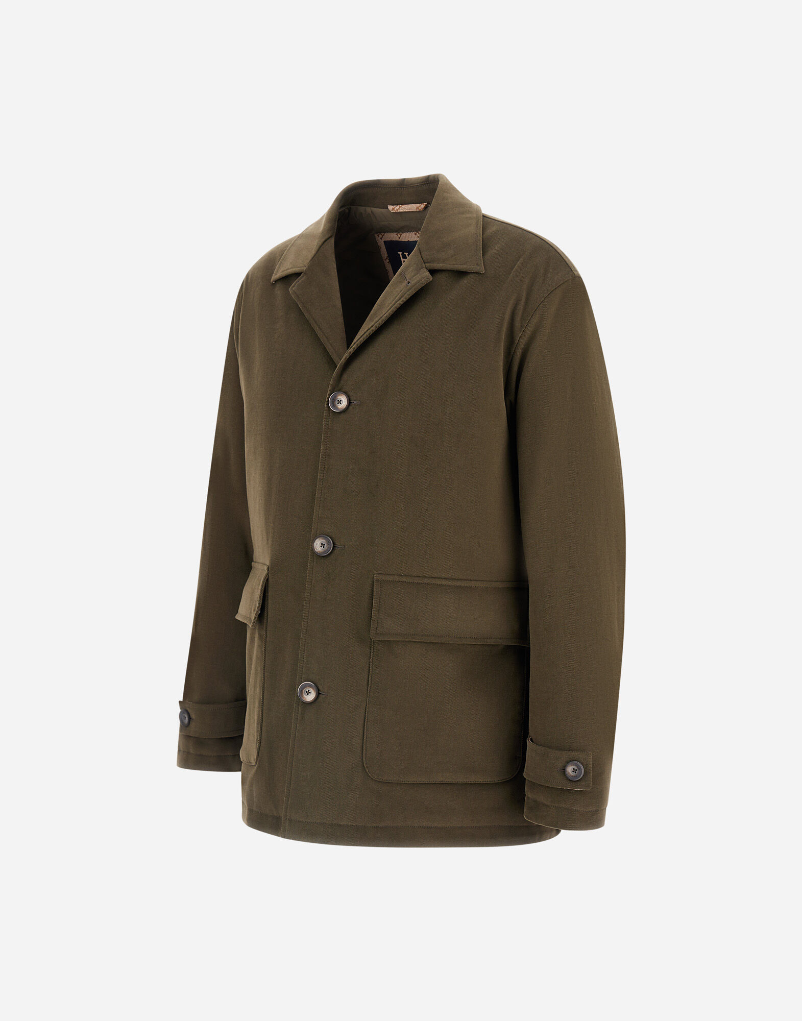 メンズ ストレッチコットンベルベット&モノグラム ジャケット オリーブ メンズ ストレッチコットンベルベット&モノグラム ジャケット オリーブ